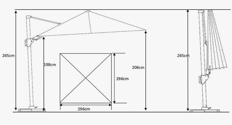 Senčnik Challenger T2 300x300cm Champagne