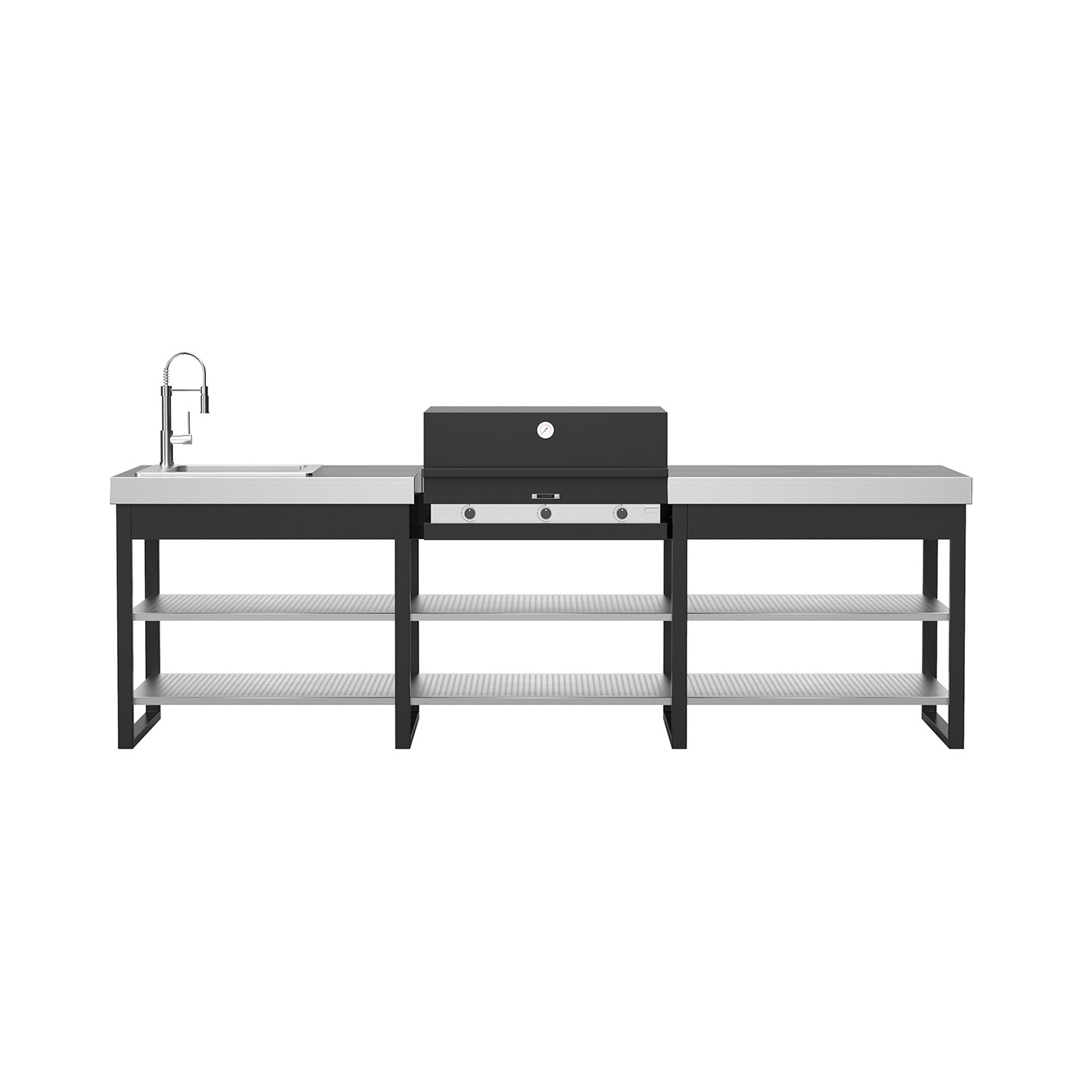 Letna kuhinja Lares Obsidian Inox