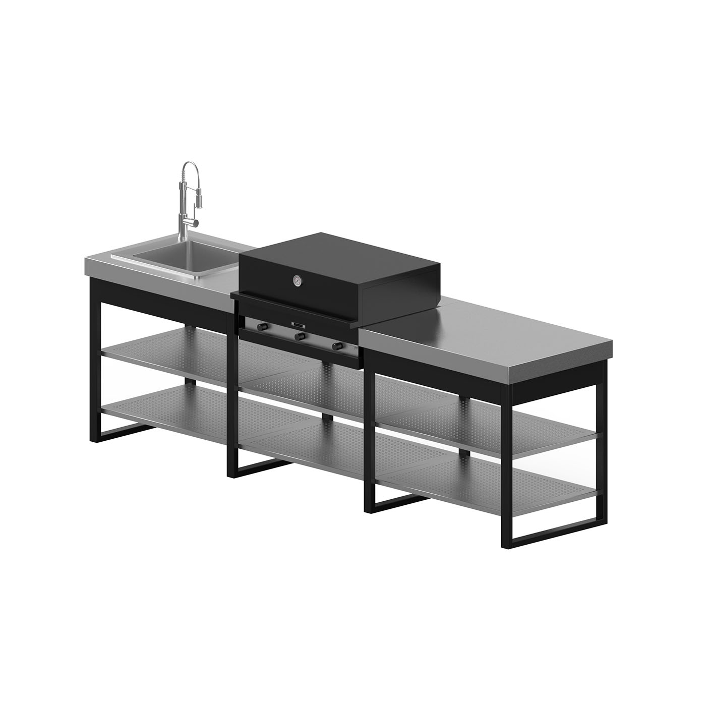 Letna kuhinja Lares Obsidian Inox