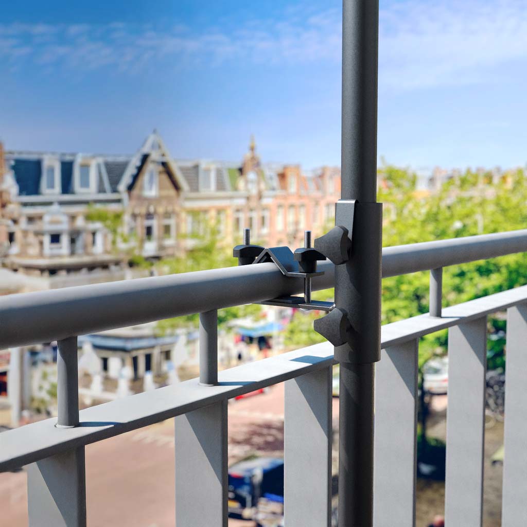 Balkonski nosilec senčnika za horizontalno okroglo ograjo