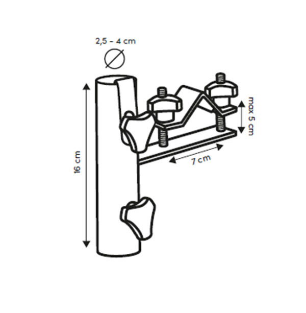 Balkonski nosilec senčnika za horizontalno okroglo ograjo